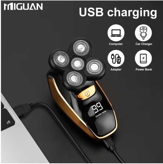 5-in-1 Electric Head and Beard Shaver for Men and Women – USB Rechargeable Kit