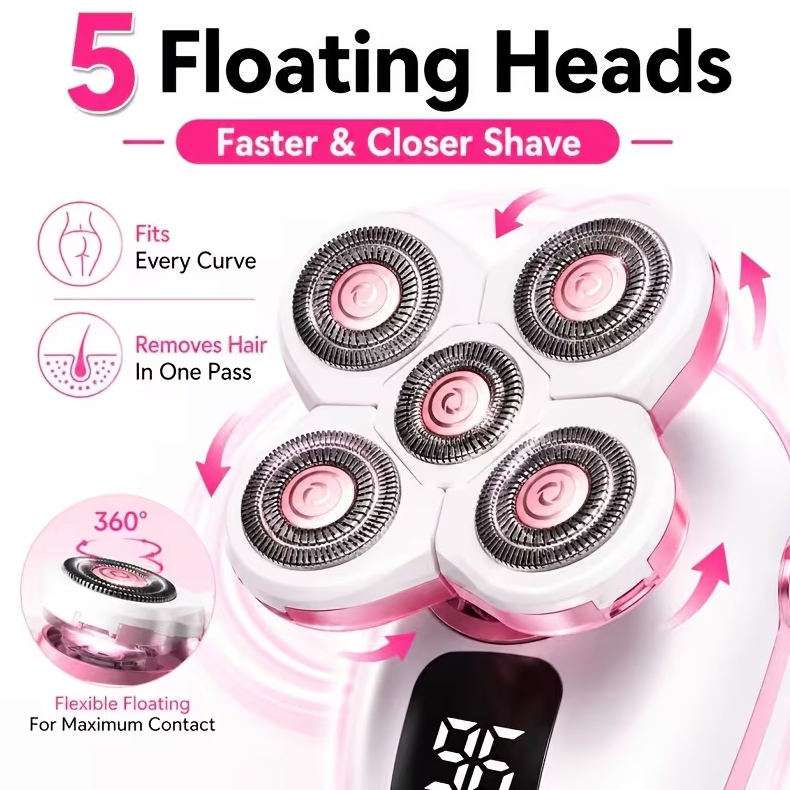 Rechargeable 5-in-1 electric shaver for women
