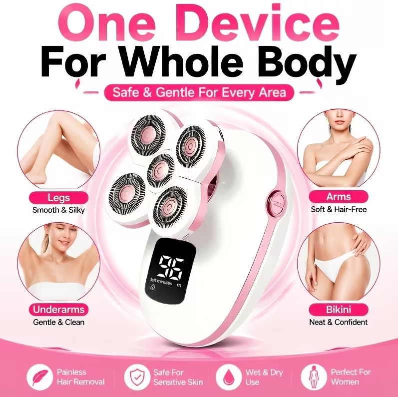 Rechargeable 5-in-1 electric shaver for women