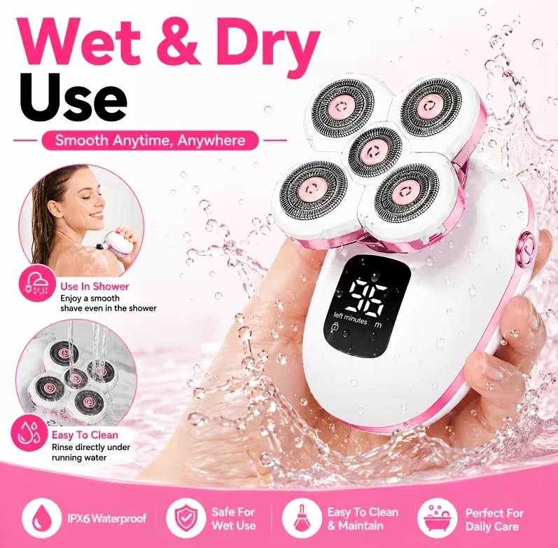 Rechargeable 5-in-1 electric shaver for women