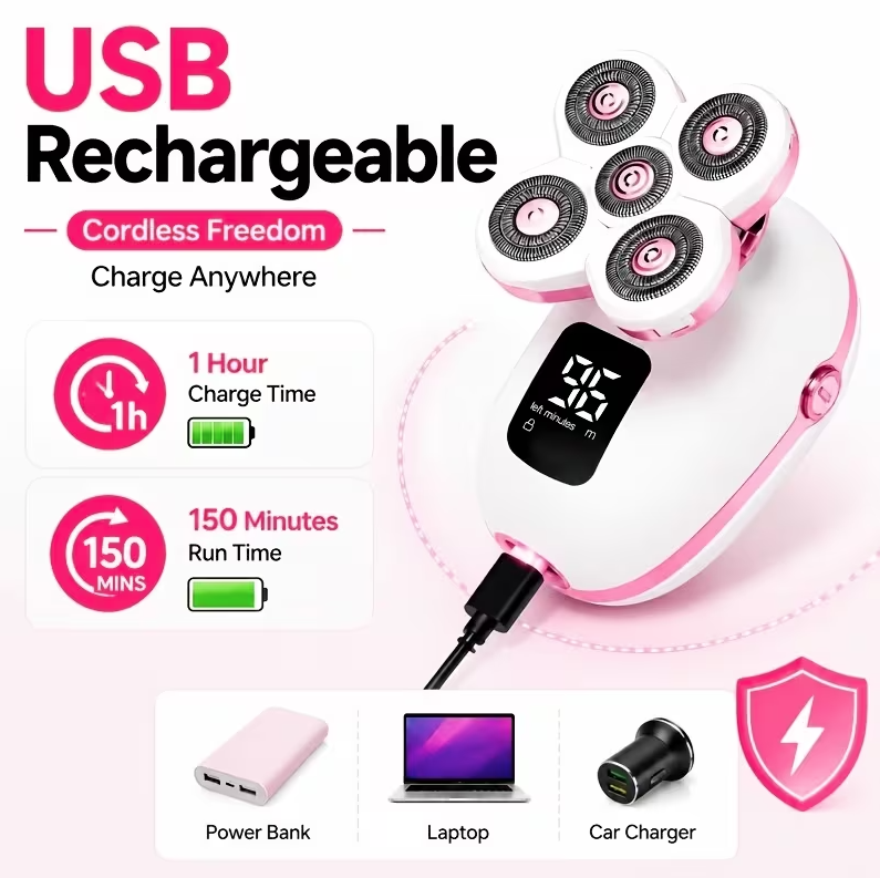 Rechargeable 5-in-1 electric shaver for women