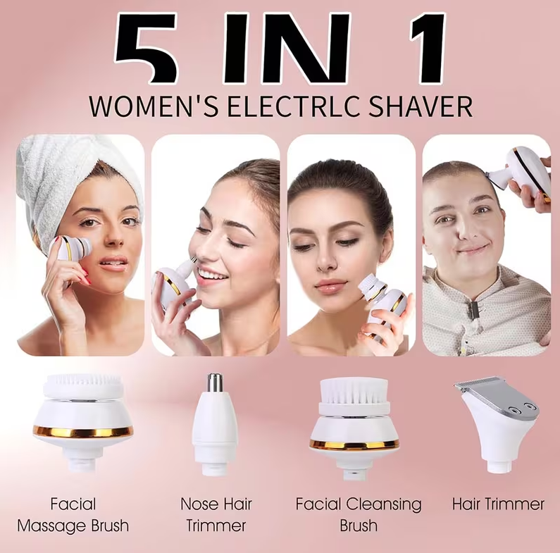 Rechargeable 5-in-1 electric shaver for women