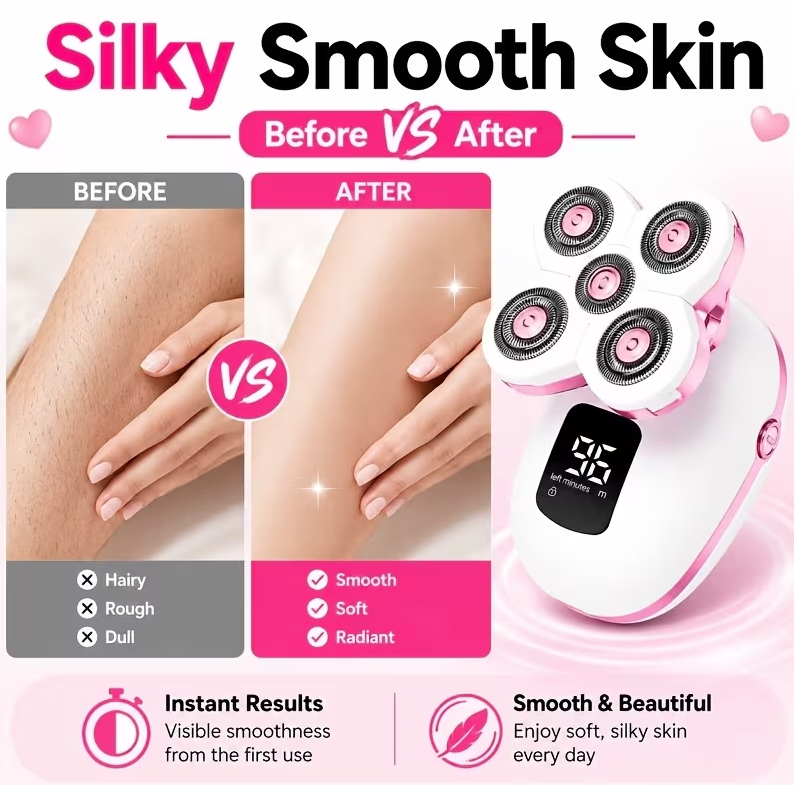Rechargeable 5-in-1 electric shaver for women