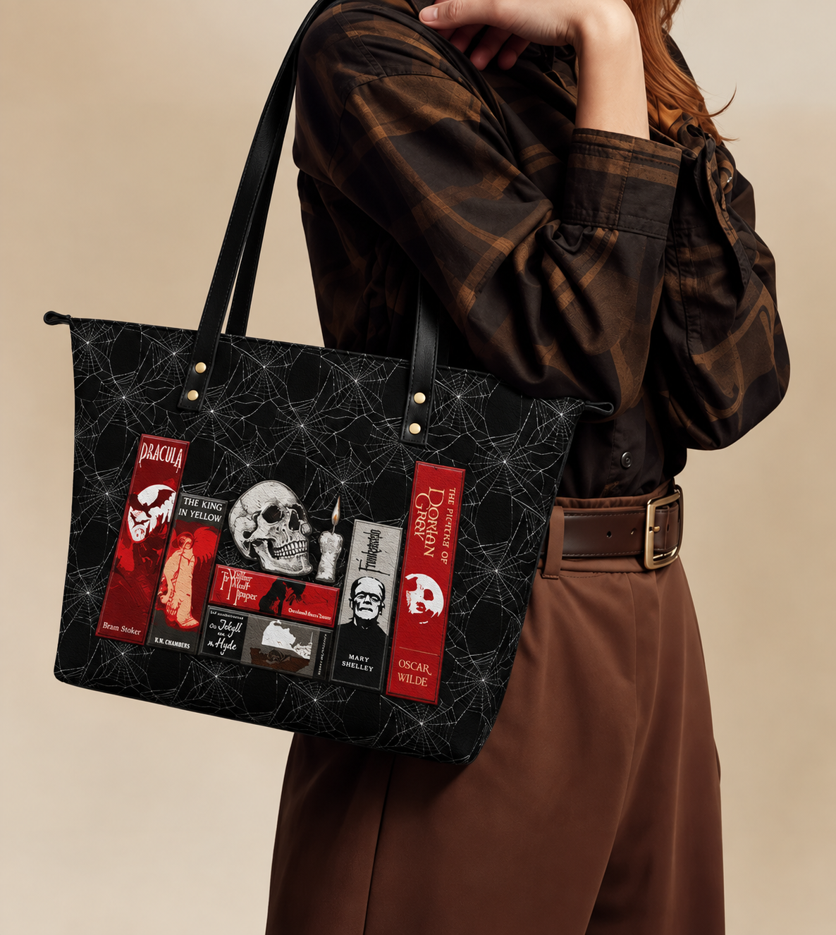The Codex of Gothic Tales" Deadlight Black - Black Interior - Leather Handbag