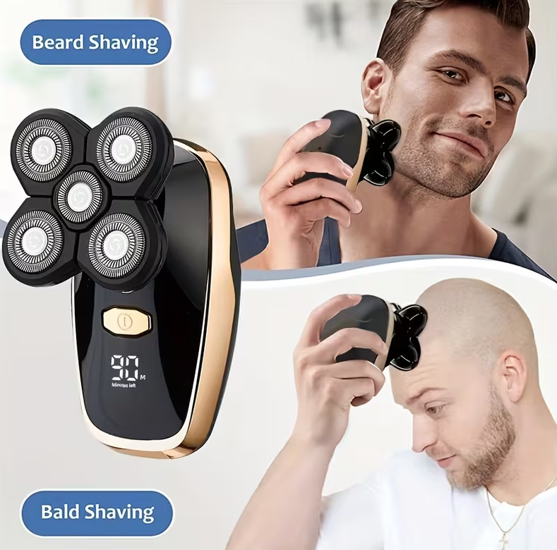 5-in-1 Electric Head and Beard Shaver for Men and Women – USB Rechargeable Kit