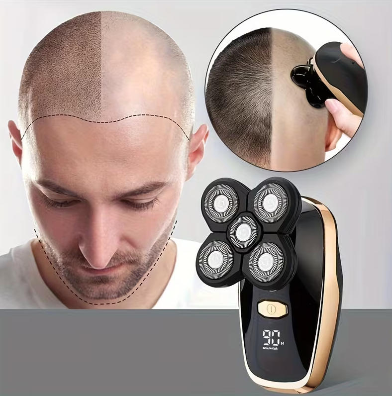 5-in-1 Electric Head and Beard Shaver for Men and Women – USB Rechargeable Kit