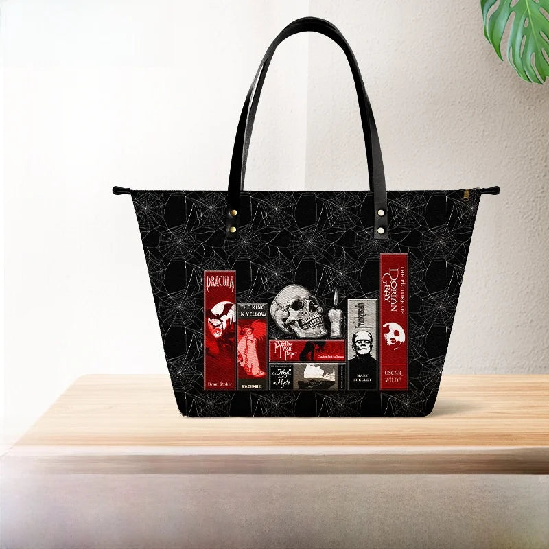 The Codex of Gothic Tales" Deadlight Black - Black Interior - Leather Handbag